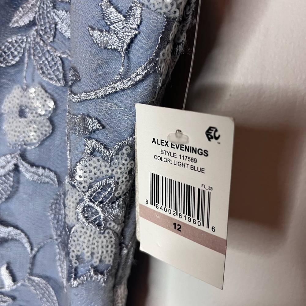 Alex Evenings Blue Lace Floral Sheath Dress - Picture 8 of 14
